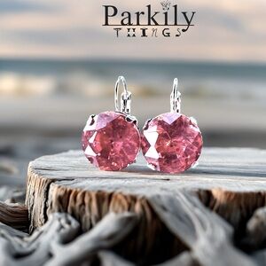 Handcrafted earrings with pink Austrian crystal